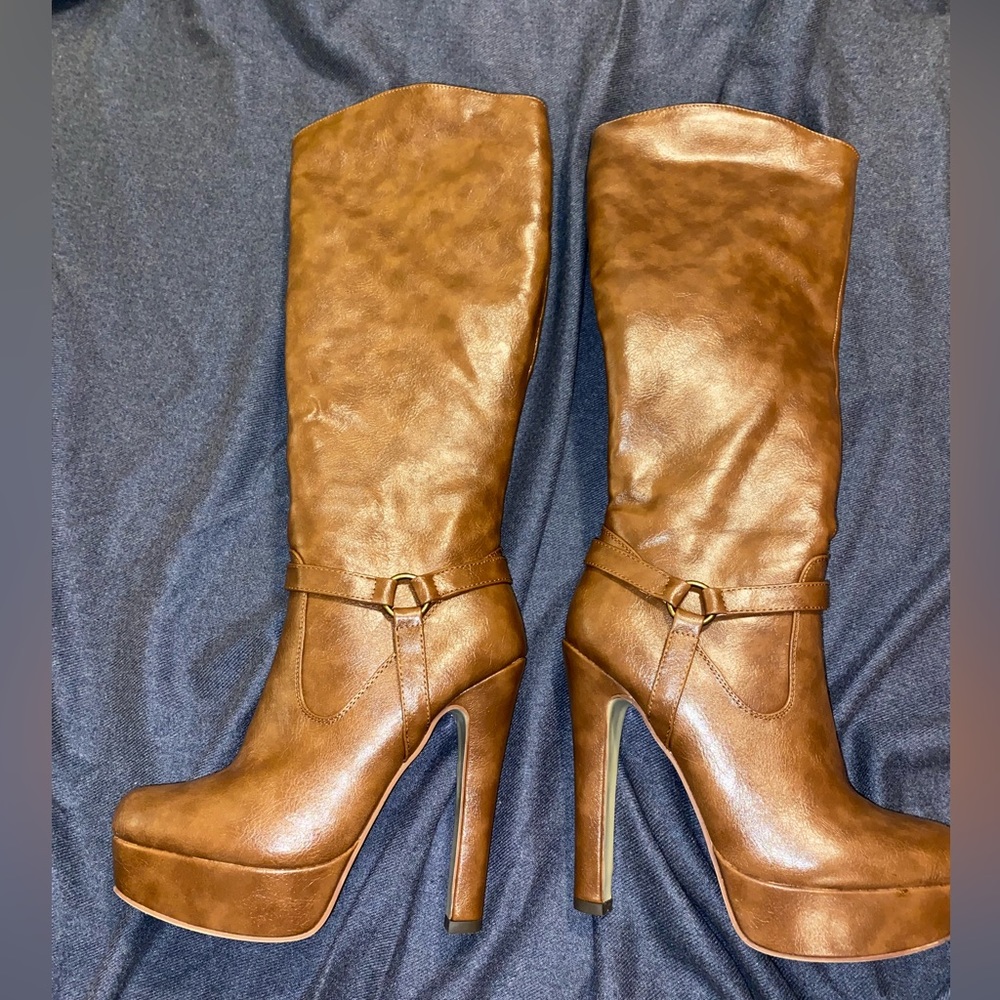 JustFab Tan High Heel Boots